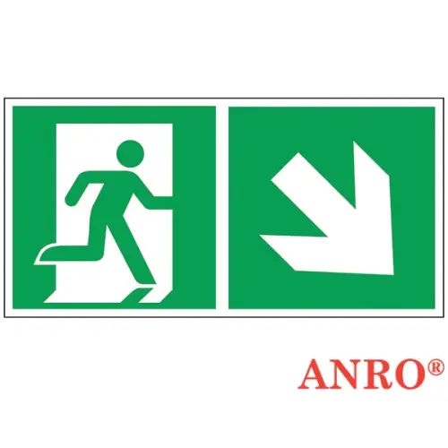 Znak ewakuacyjny „Kierunek do wyjścia w prawo i w dół (za drzwiami)” 150 x 300 Z-E002-2	ANRO